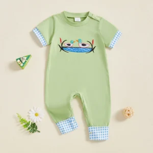Unisex Onsies with Short Sleeve and Round Neck