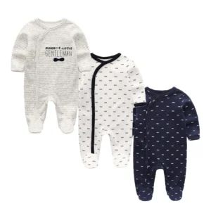 3 Pcs Long Sleeve Casual Baby Romper 100% Cotton
