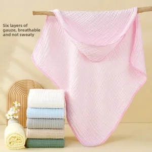 Muslin Hooded Baby Towel 35 X 35 in. 100% Cotton Absorbent Newborn Bath Towel/Blanket